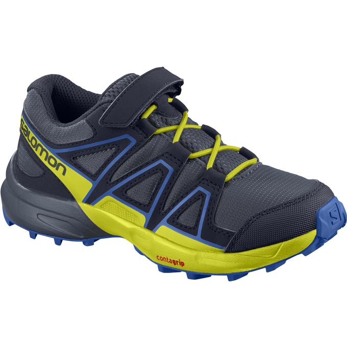 Salomon Singapore Kids Trail Running Shoes - SPEEDCROSS BUNGEE K Navy/Yellow | 28075-WZIN